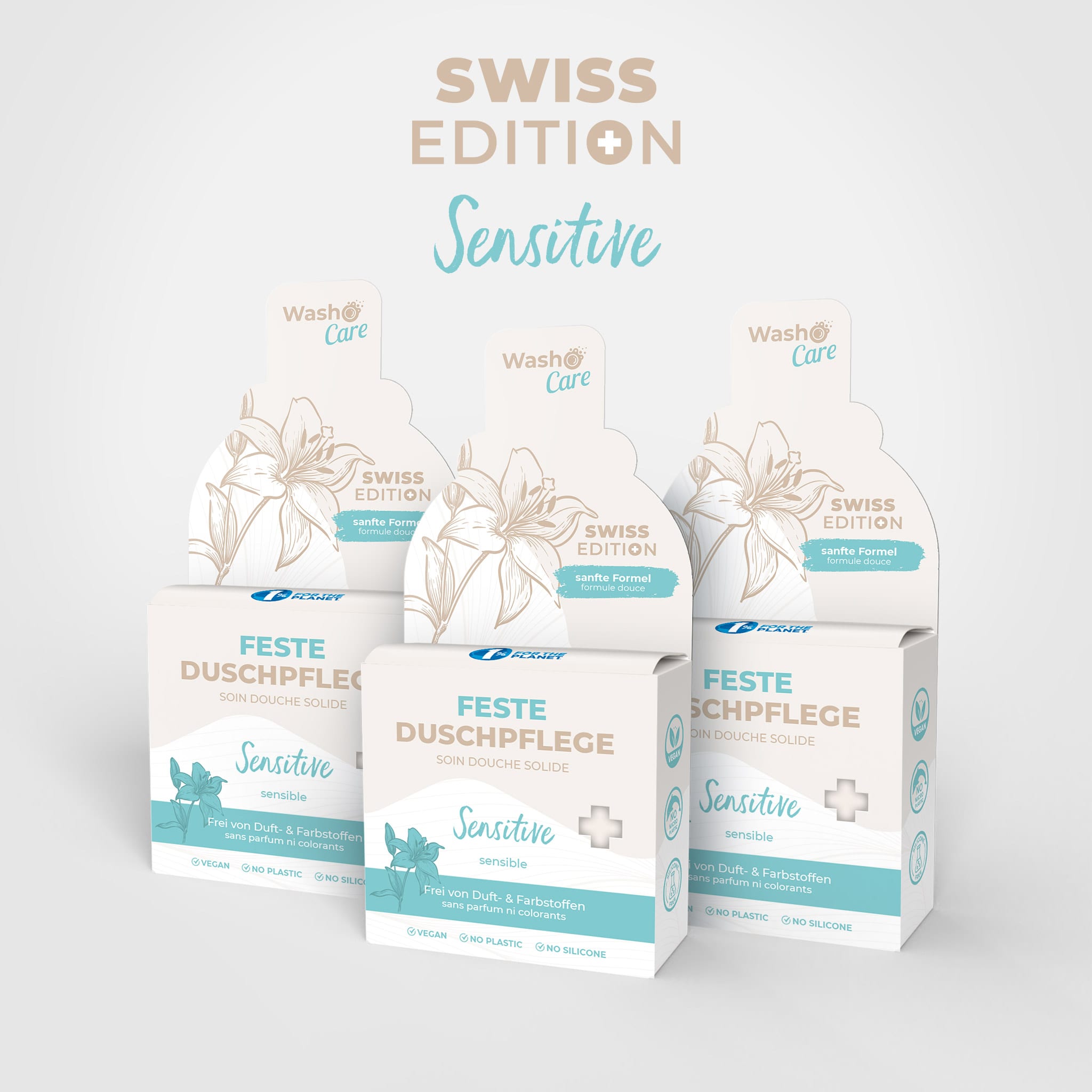 3 Washo Care Swiss Edition Trattamento doccia solido Sensitive