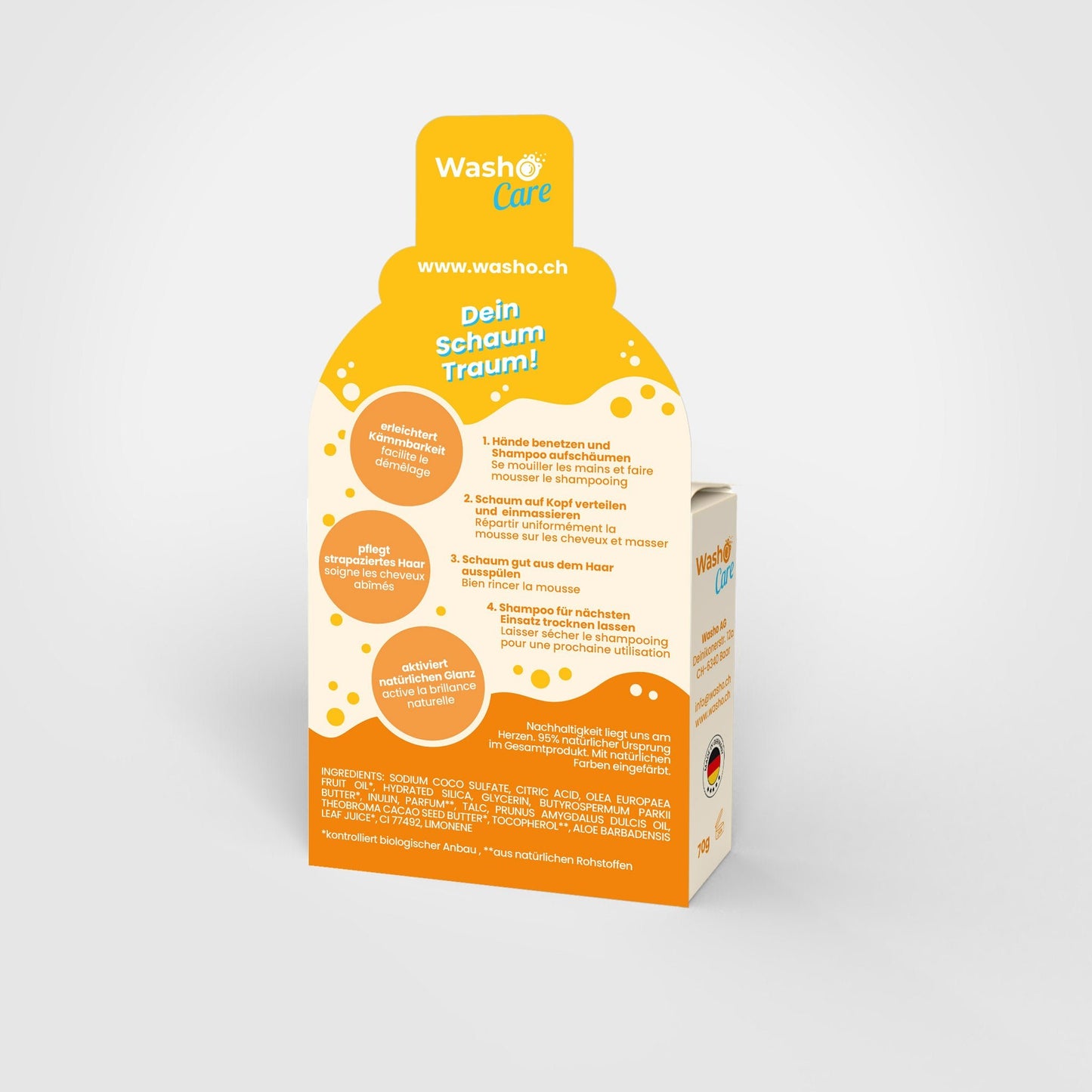 Washo Care festes Shampoo Geschmeidigkeit - washo.ch