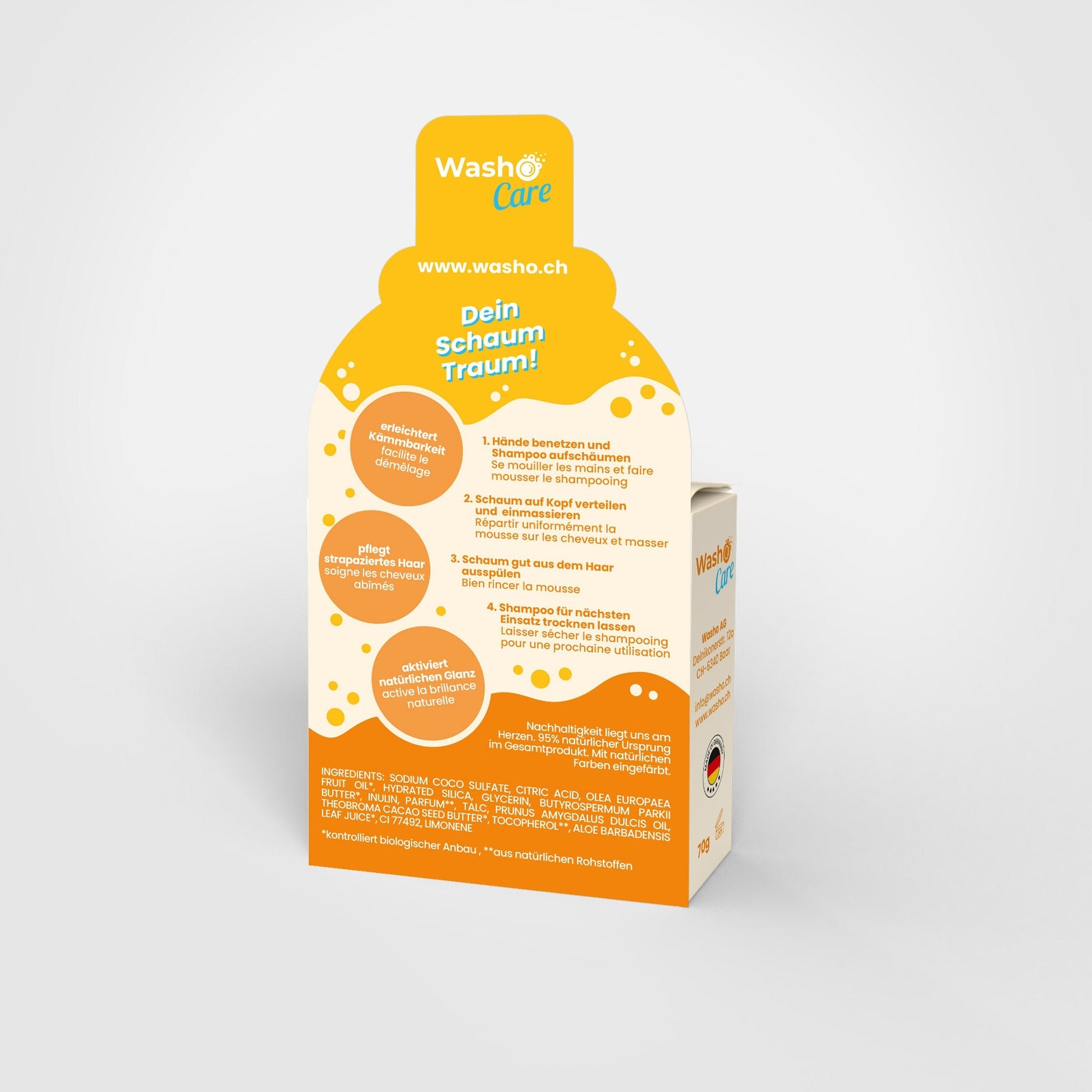 Washo Care festes Shampoo Geschmeidigkeit - washo.ch