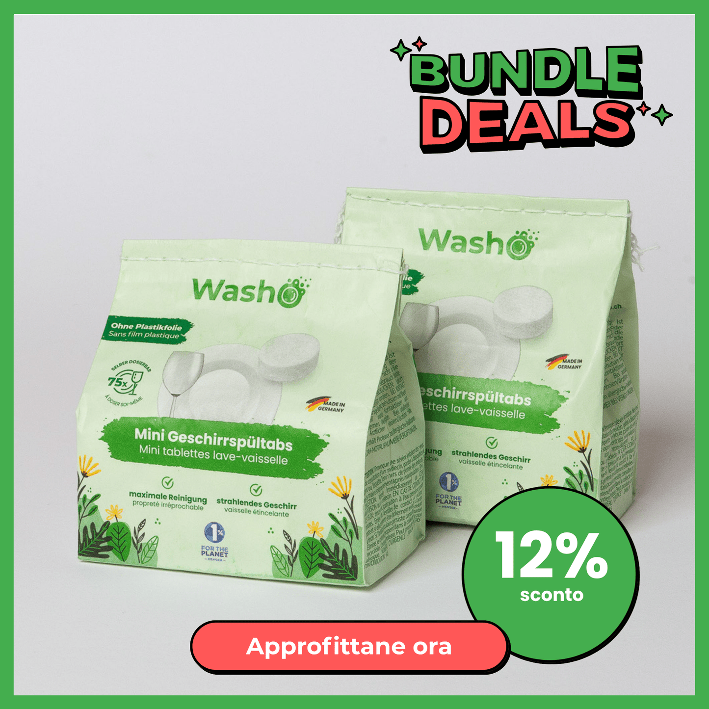 Washo Mini Geschirrspültabs 2 Pack - washo.ch