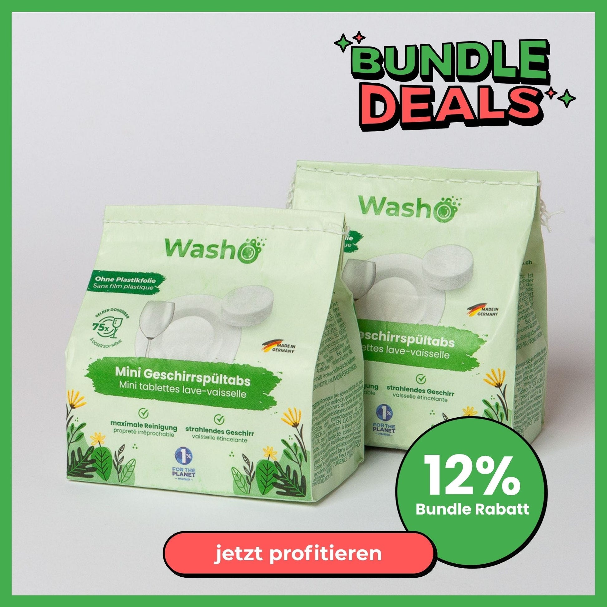 Washo Mini Geschirrspültabs 2 Pack - washo.ch