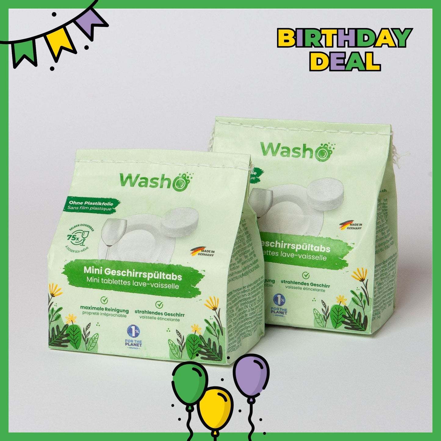 Washo Mini Geschirrspültabs 2 Pack - washo.ch