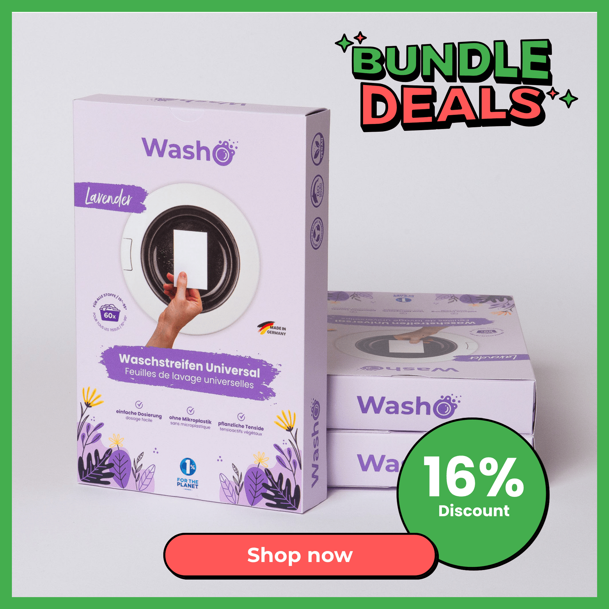 Washo Waschstreifen Lavendel 3 Boxen - washo.ch