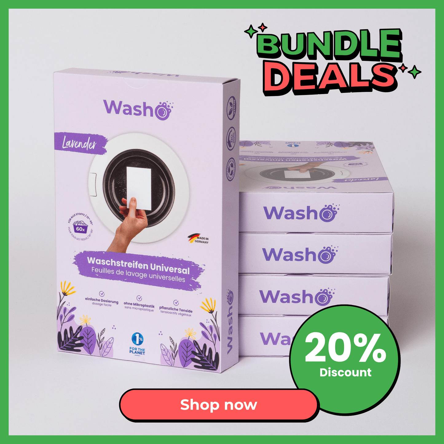 Washo Waschstreifen Lavendel 5 Boxen - washo.ch