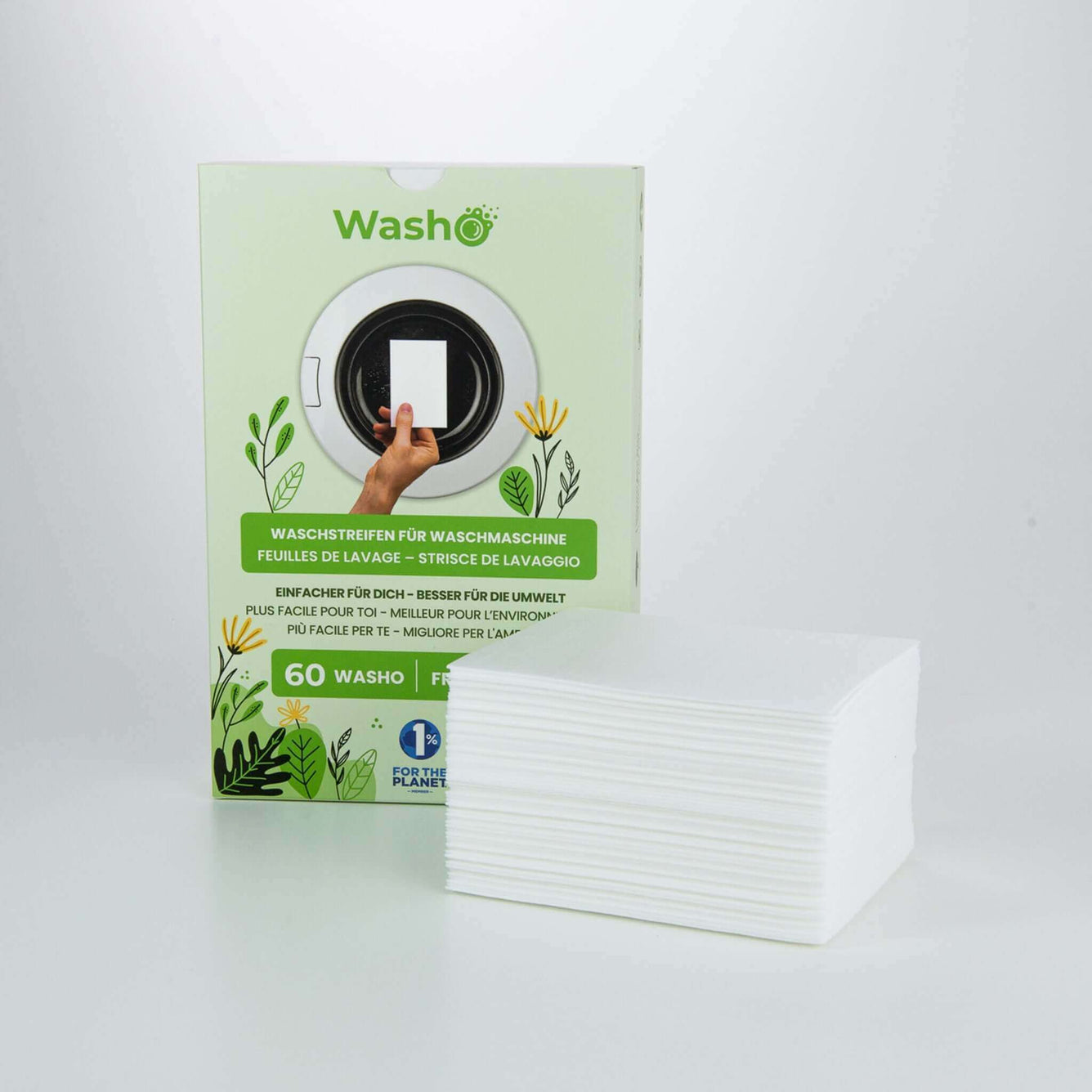 1 Box mit 60 Washo-Waschstreifen Fresh Breeze - washo.ch