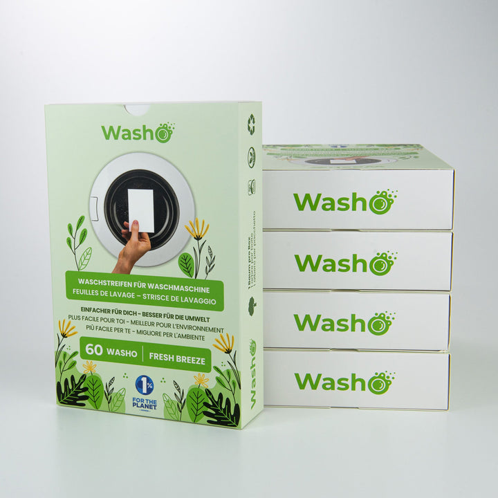 5 Boxen mit total 300 Washo-Waschstreifen Fresh Breeze - washo.ch