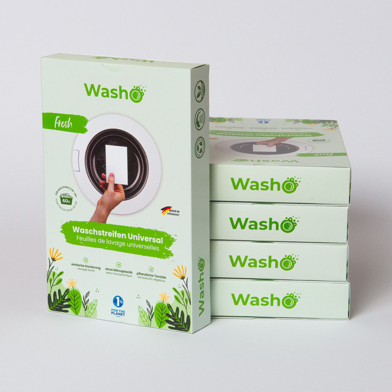 5 Boxen mit total 300 Washo-Waschstreifen Fresh Breeze - washo.ch