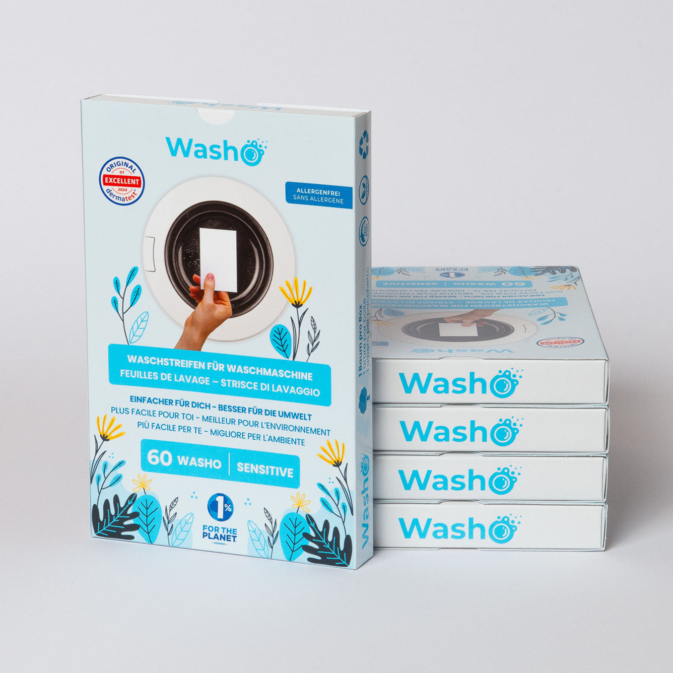 5 Boxen mit total 300 Washo-Waschstreifen Soft - washo.ch